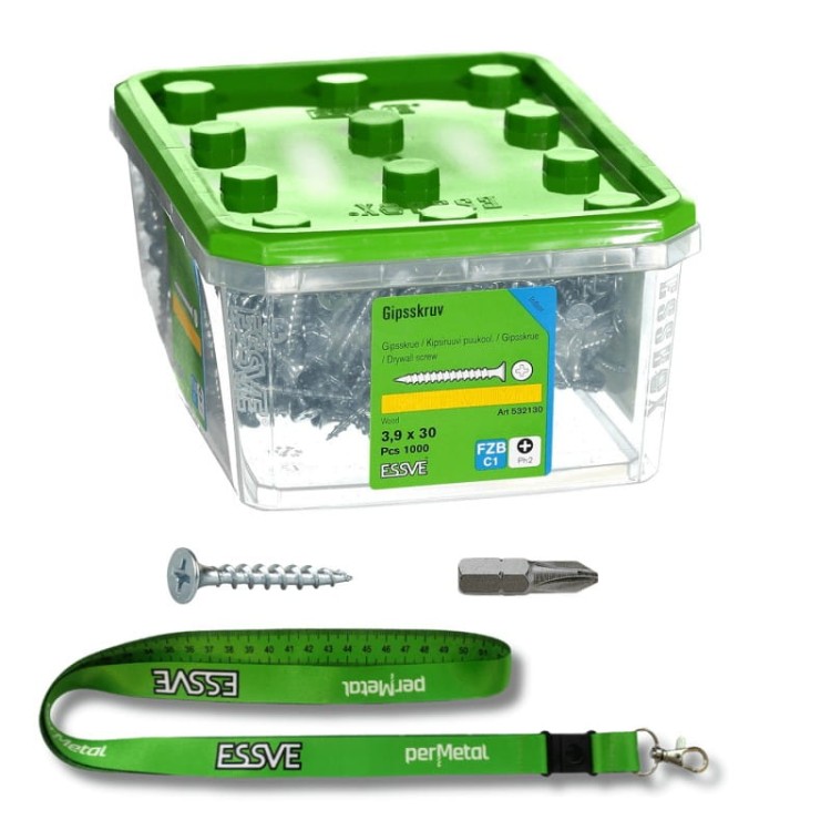 Wkręt do płyt z drewna ocynkowany ESSVE 3,9 x 30 mm zestaw 1000szt