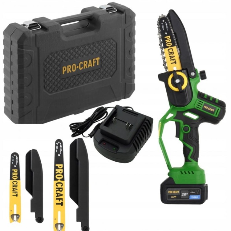 Procraft Pka32li Piła Łańcuchowa Akumulatorowa 20v Bezszczotkowa 2 Prowadnice