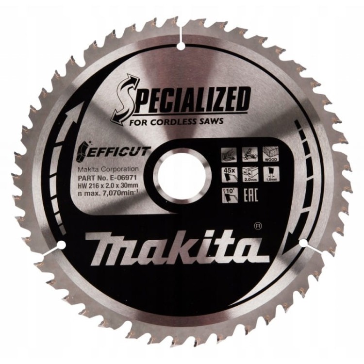 Makita e-06971 tarcza tnąca efficut 216x30  45z drewno