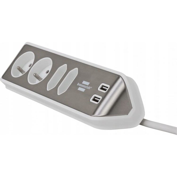 Brennenstuhl listwa zasilająca narożna przedłużacz sb 4 gniazda 2xusb 2m
