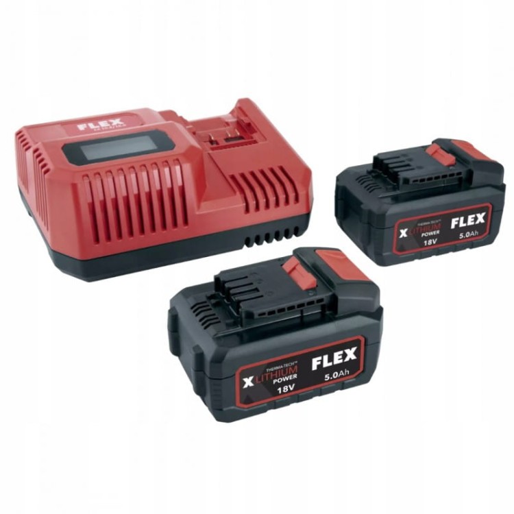 Flex zestaw zasilający akumulatory li-ion flex ładowarka + 2xaku 5.0ah 18 v