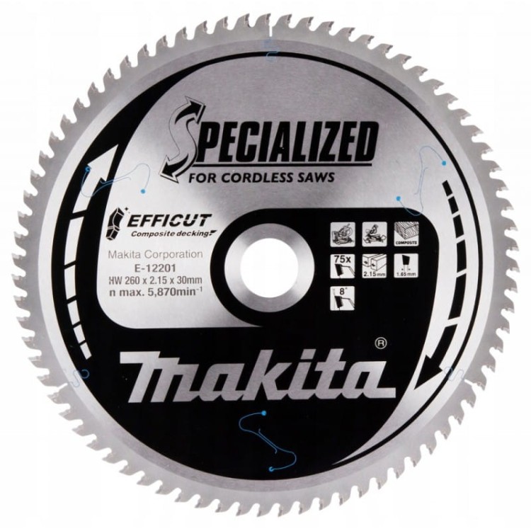 Makita e-12201 tarcza  do drewna efficut 260x30mm 75z do desek kompozytowych mdf