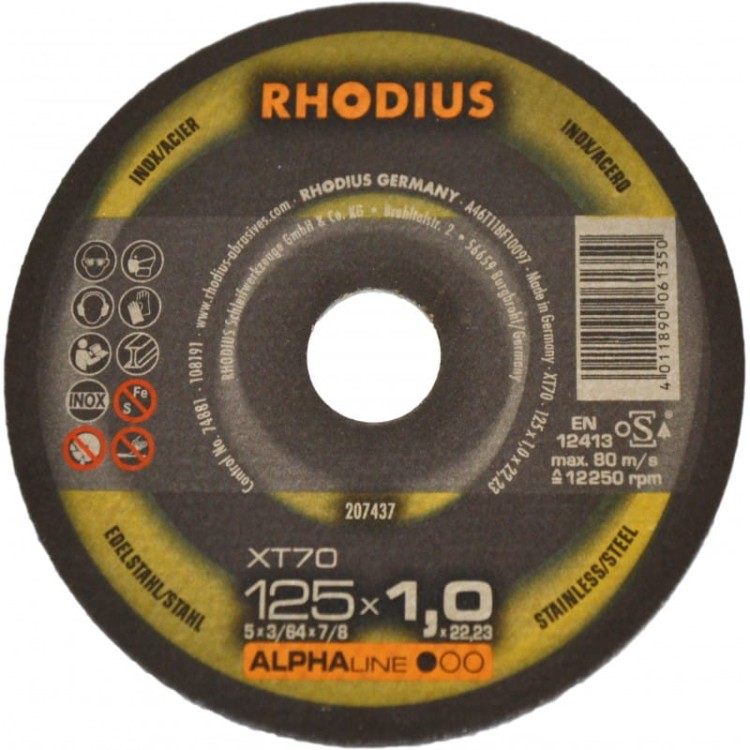 Rhodius XT70 125x1,0 tarcza do cięcia metalu inox