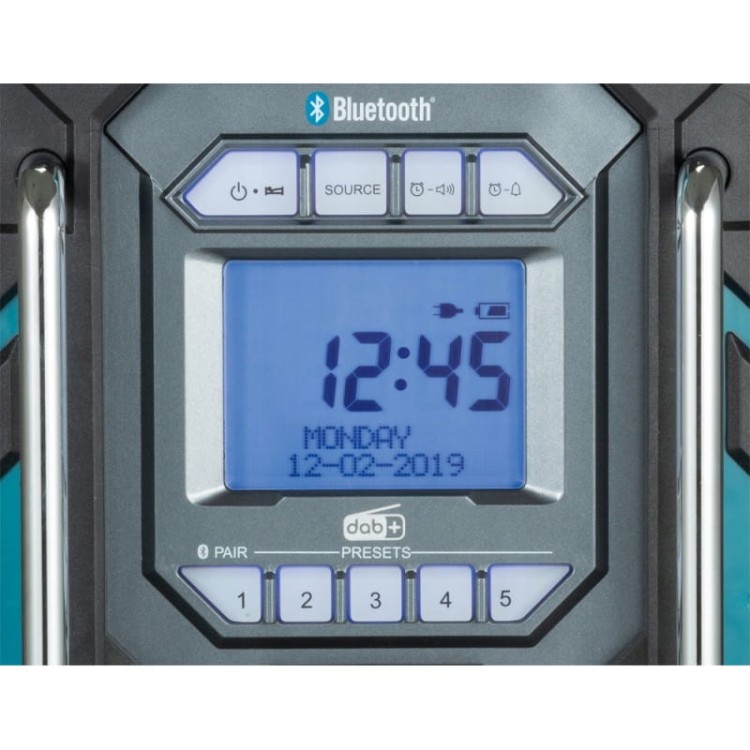 Makita DMR301 Radio budowlane z ładowarką DAB+ BT USB 10,8V 12V 14,4V 18V LXT IP64