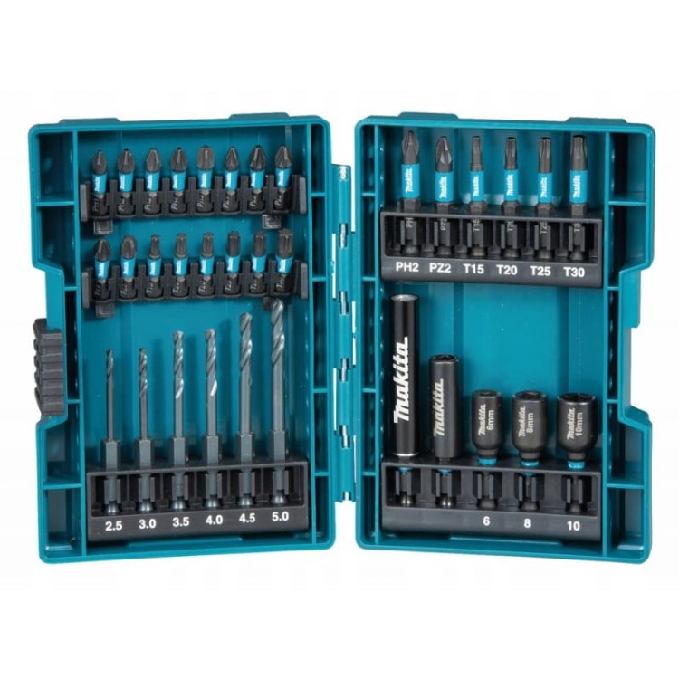 Makita B-66896 Zestaw Bitów I Wierteł Udarowych Końcówki Nasadki 33szt