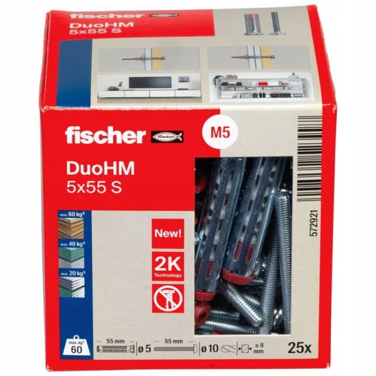Fischer Kołek Do Płyt G-k Duohm 5x55 S Pz 25 Szt
