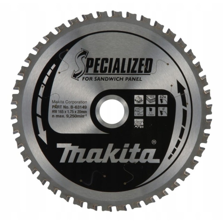 Makita b-63149 tarcza tnąca specialized 165x20mm 42z płyty warstwowe mdf