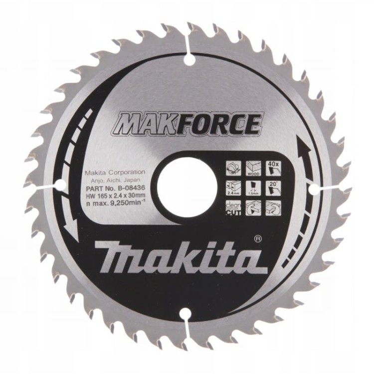Makita b-08436 tarcza do cięcia drewna makblade t.C.T, 165x30 40z