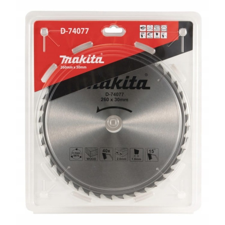Makita D-74077 Tarcza Tnąca Economy 260x30, 40z, Drewno