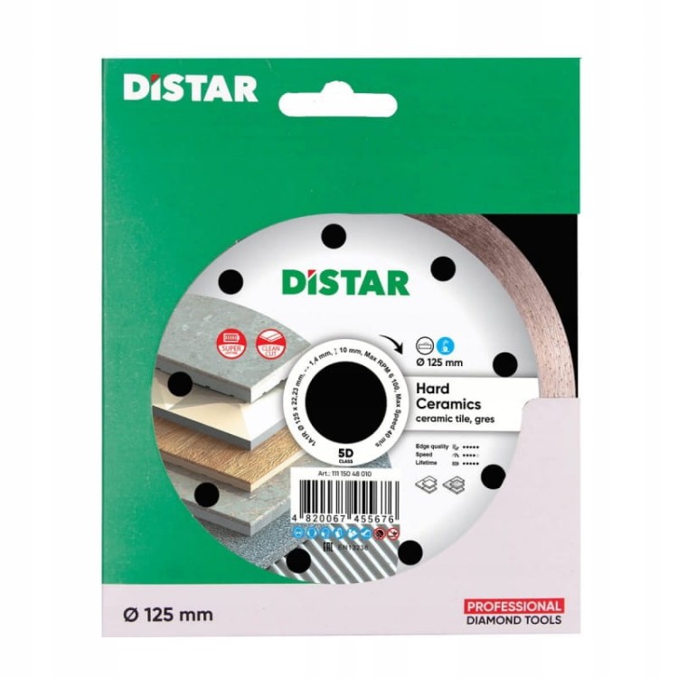 Distar Tarcza Diamentowa Hard Ceramics Do Ceramiki 125x1,4x10