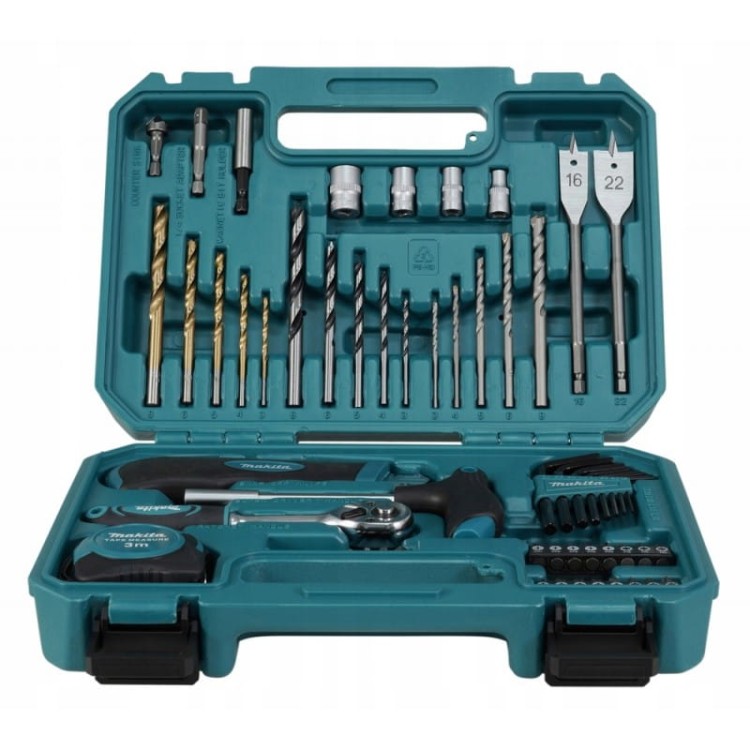 Makita e-15095 zestaw osprzętu w walizce bity wiertła miara 60el.