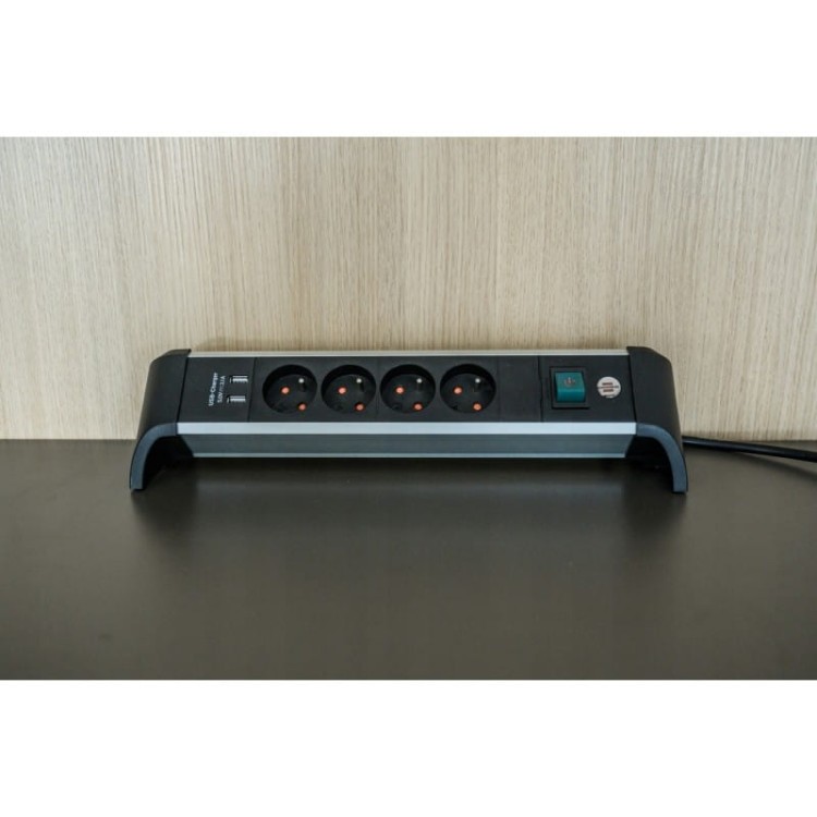 Brennenstuhl alu-office-line listwa zasilająca przedłużacz 4 gniazda 2xusb