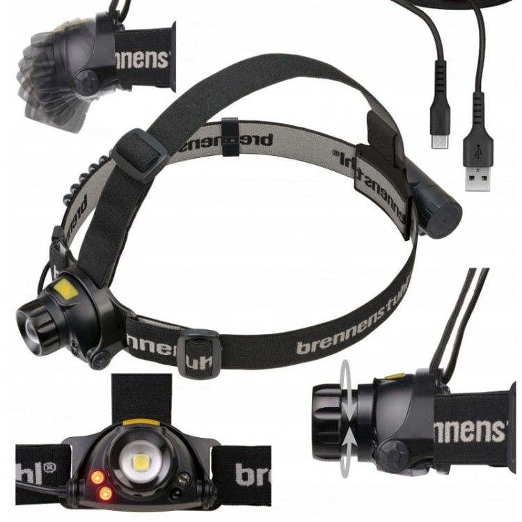 Brennenstuhl latarka czołowa led czołówka akumulator 400lm czujnik ip44 usb
