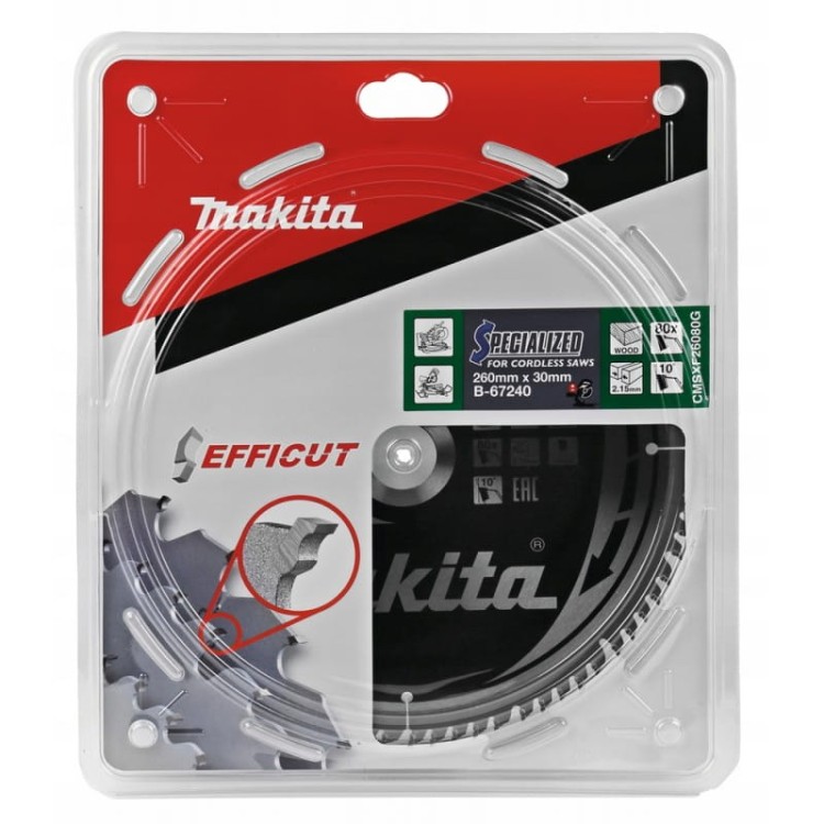 Makita b-67240 tarcza  do drewna tnąca widiowa specialized tct 260x30mm 80z drewno