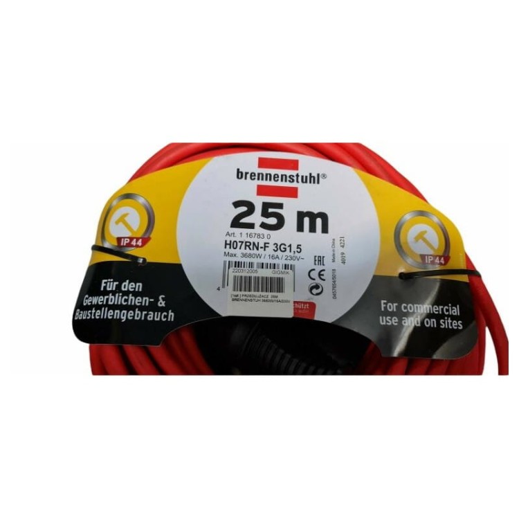 Brennenstuhl kabel przedłużający ogrodowy bremaxx 25m czerwony