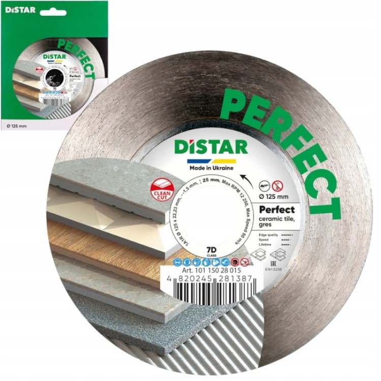 Distar Tarcza Diamentowa do cięcia gresu Perfect 125x1,5x25x22,23h