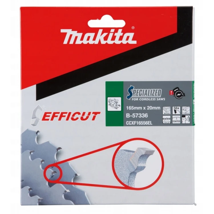 Makita b-57336 tarcza do drewna tnąca efficut 165x20mm 56z drewno laminat mdf