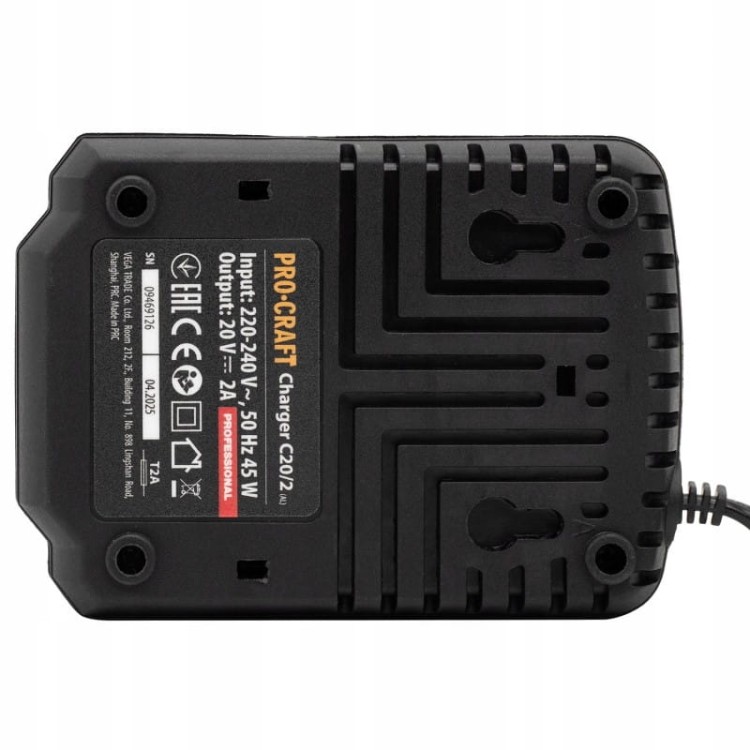 Procraft Pbc Set-2 Zestaw 2 Akumulatory 20v 4ah + Ładowarka Li-ion