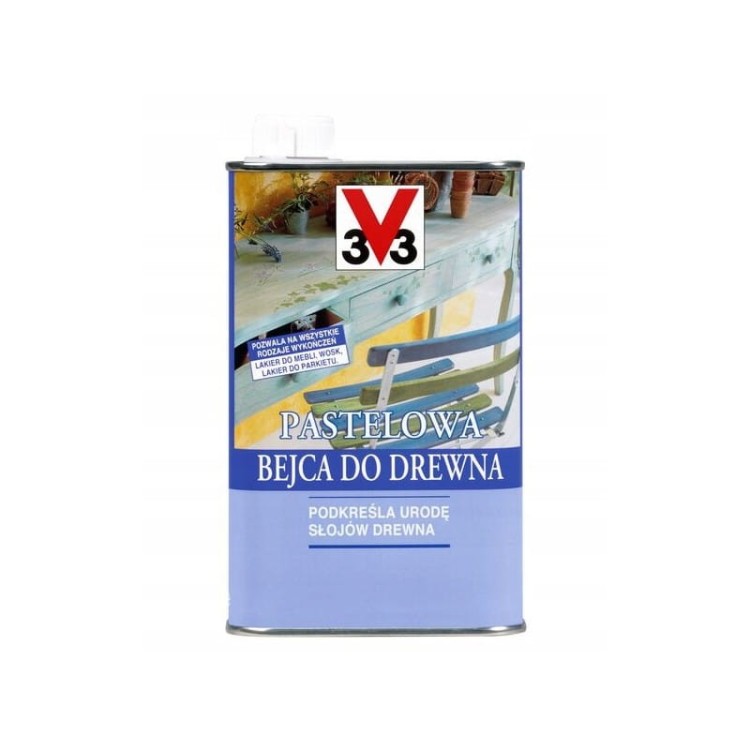 V33 farba bejca pastelowa do drewna biała decoupage 0,5l