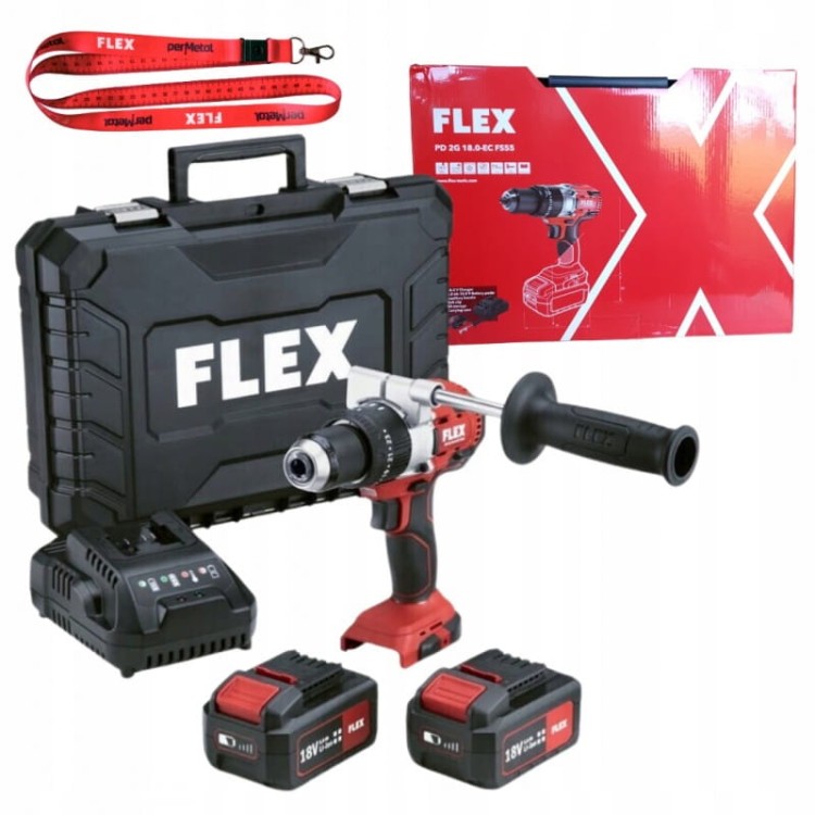 Flex wiertarko wkrętarka udarowa pd 2g 18.0-ec fs55bc/5.0 75nm 2xaku 18v