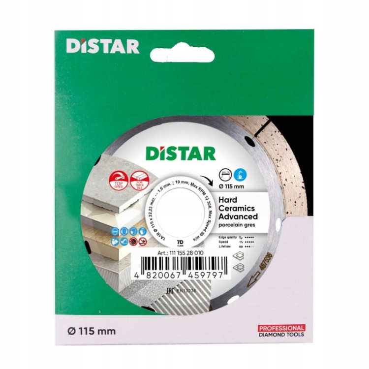 Distar Tarcza Diamentowa Hard Ceramics Do Ceramiki I Gresu 115x1,6x10
