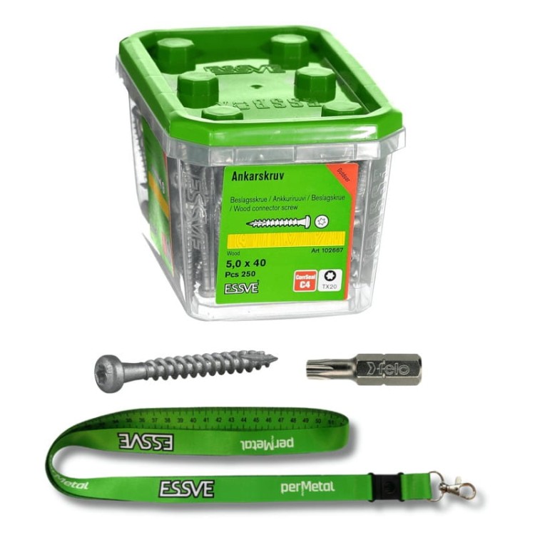 Zestaw wkrętów ciesielskich ESSVE 5,0 x 40 mm 250szt do okuć