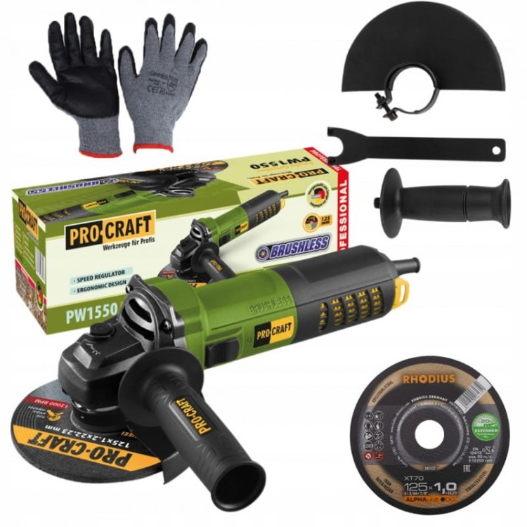 Procraft Pw1550 Szlifierka Kątowa 125mm 850w Bezszczotkowa Lekka