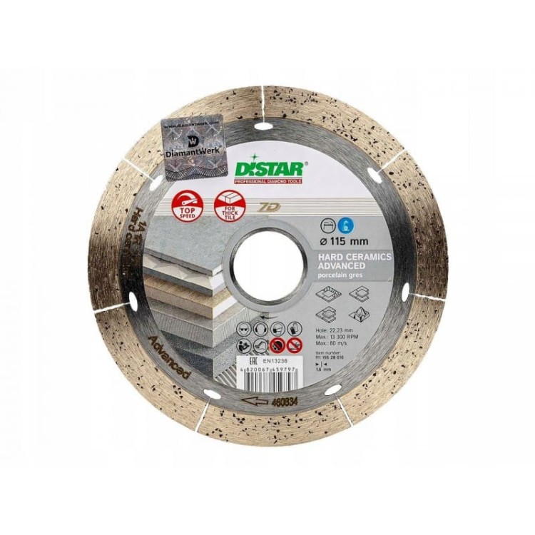 Distar Tarcza Diamentowa Hard Ceramics Do Ceramiki I Gresu 115x1,6x10