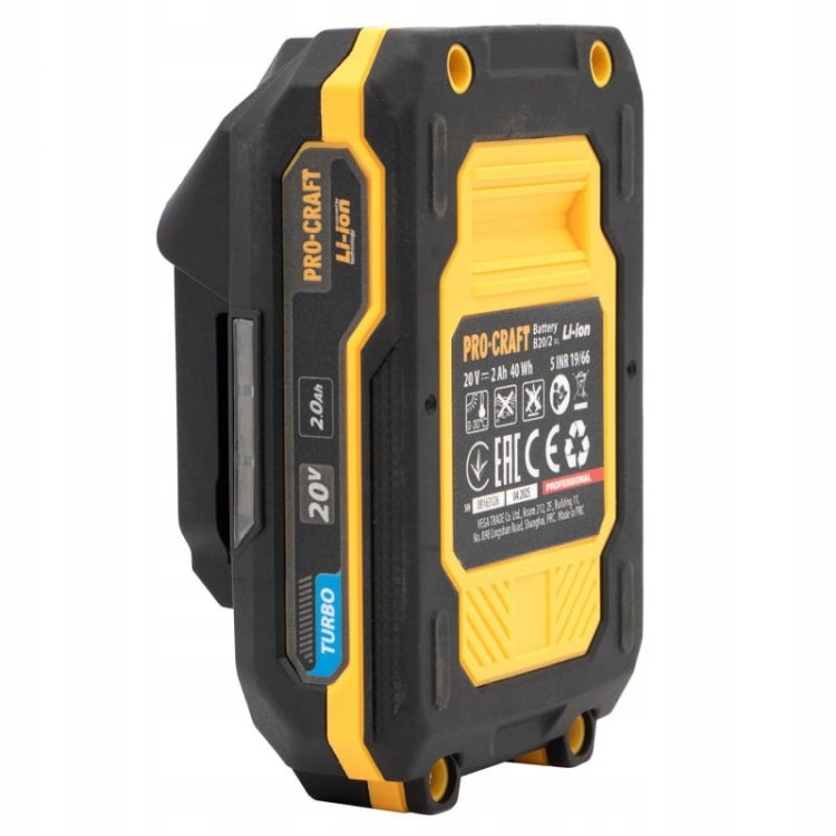 Procraft Pbc Set-1 Zestaw 2 Akumulatory 20v 2ah + Ładowarka Li-ion