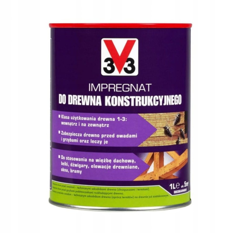 V33 impregnat do drewna konstrukcyjnego 1l bezbarwny