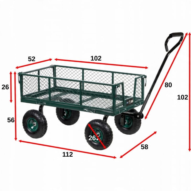 Wózek ogrodowy transportowy rozkładane burty STALOWY 250kg przyczepka DOOC