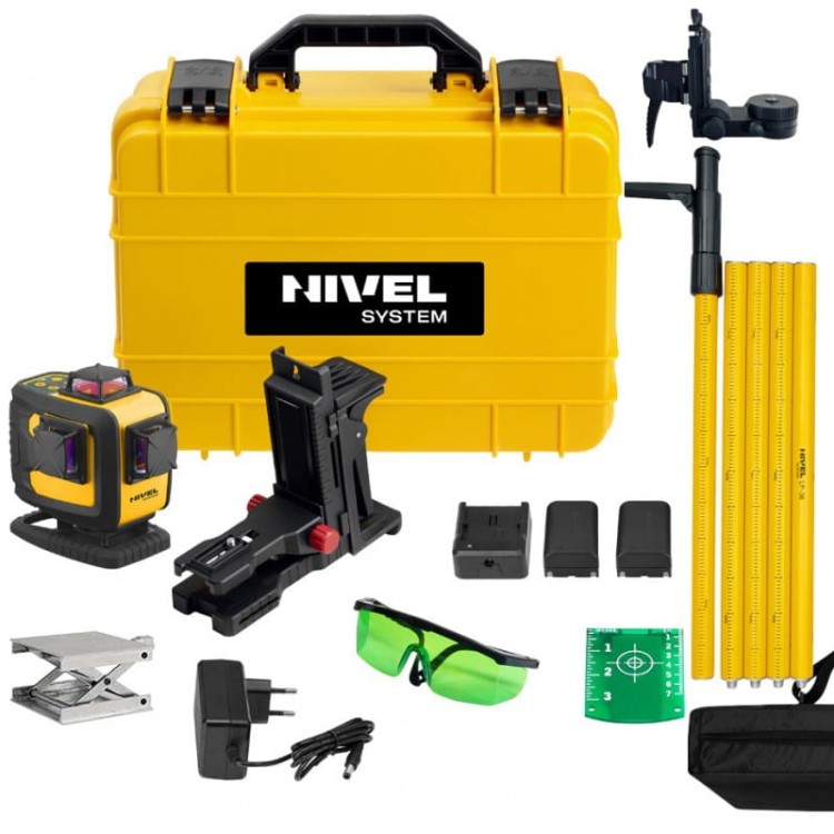 Nivel System CL4D-B niebieski laser krzyżowy + tyczka
