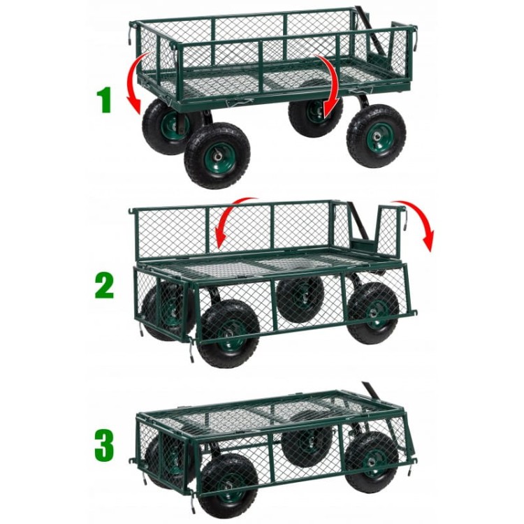 Wózek ogrodowy transportowy rozkładane burty STALOWY 250kg przyczepka DOOC