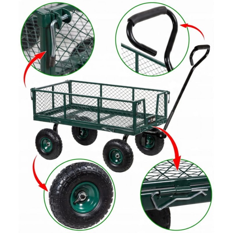 Wózek ogrodowy transportowy rozkładane burty STALOWY 250kg przyczepka DOOC