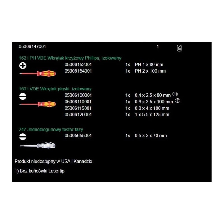 Wera 160 I/7 Vde Rack Zestaw Wkrętaków Kraftform Plus Izolowanych 7szt