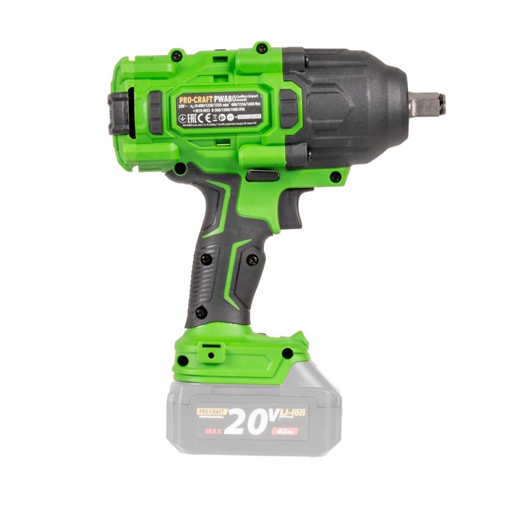 Procraft Pwa80 Akumulatorowy Klucz Udarowy 20v 1600nm widok z lewej strony