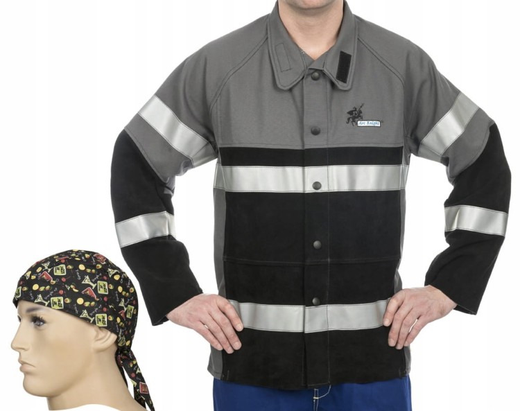 Weldas 38-4355 M Kurtka Spawalnicza Odblask - zestaw z chustą spawalniczą