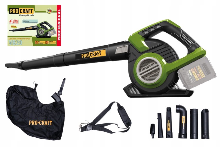 Procraft Vb20 Dmuchawa Odkurzacz Do Liści Akumulatorowa 40v - zestaw