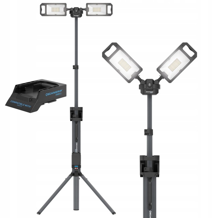 Scangrip Tower 8 Connect Lampa Budowlana 8000 Lm Akumulatorowa Ze Statywem  z adapterem do akumulatorów Makita