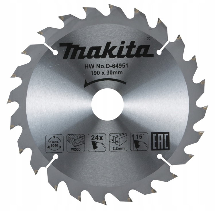 Makita D-64951 Tarcza Tnąca Standard T.c.t, 190x30, 24z, Drewno