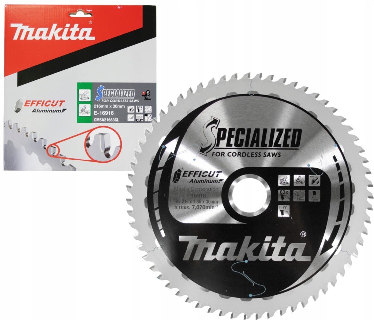 Makita E-16916 Tarcza Do Aluminium Efficut T.c.t 216x30mm 63z